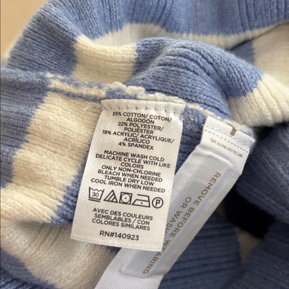 White striped light blue turtleneck sweater only worn once! - Picture 4 of 4